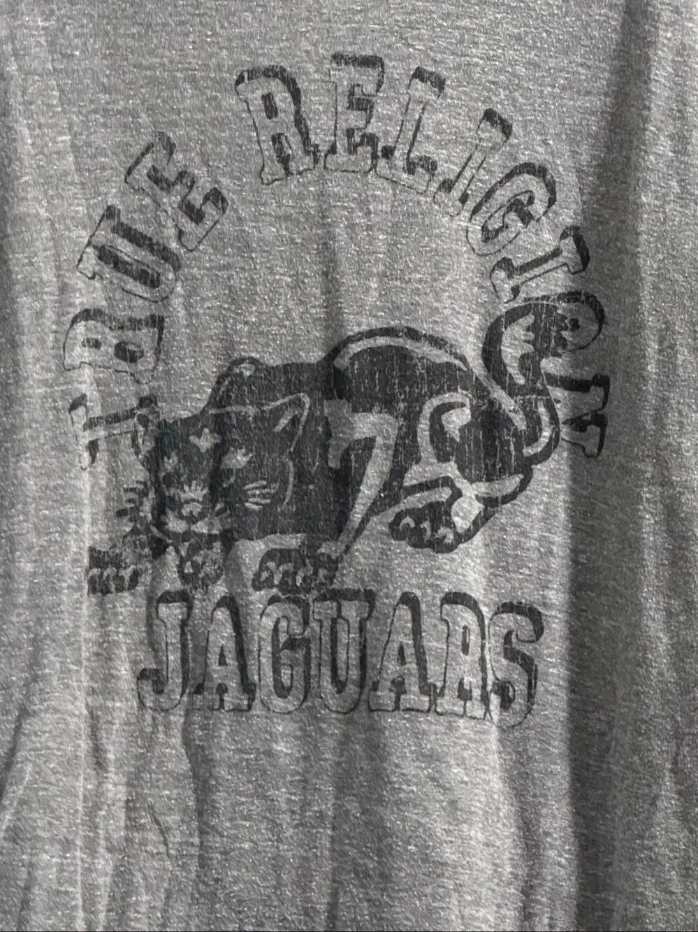 True Religion T Shirt Jaguars gray shirt size XXL 2X faded out